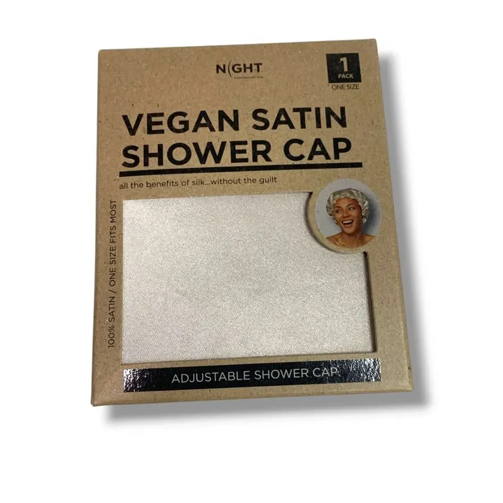 Night New Vegan Satin Shower Cap One Size Adjustable in Box